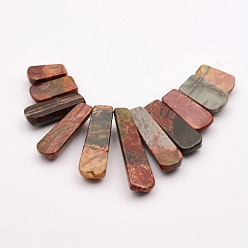 Picasso Jasper Natural Picasso Stone/Picasso Jasper Beads Strands, Graduated Fan Pendants, Focal Beads, 16~39x9.5~10x5mm, Hole: 1mm, 11pcs/strand, 3.27 inch