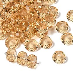 Золотистый К 9 стекло, имитация Австрийские кристаллические шарики, класс AAA, граненые, плоско-круглые, золотые, 8x3.5 мм, отверстие : 0.9~1 мм