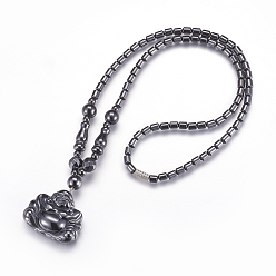 Hématite Sans Magnétique   Non-magnétiques pendentifs d'hématite synthétique, Bouddha, 19.6 pouce (50 cm)