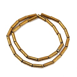 с Золотистым Покрытием Гальванические бусины из натуральной лавы, колонка, с золотым покрытием, 13x4 мм, отверстие : 1 мм, около 31 шт / нитка, 15.35''~15.75'' (39 см)