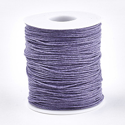Lilac Waxed Cotton Thread Cords, Lilac, 1mm, about 100yards/roll(300 feet/roll)
