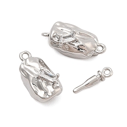 Платина Латунные застежки из прозрачного кубического циркония с микропаве, без кадмия, без никеля и без свинца, платина, 8x17x7 мм, отверстие : 1.2 мм