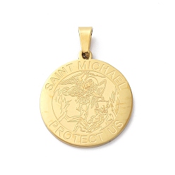 Golden 201 Stainless Steel Pendants, Flat Round, Golden, 28x25x1mm, Hole: 7x4mm