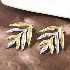 Золотой & Цвет Нержавеющей Стали 304 из нержавеющей стали серьги, лист, золотые и нержавеющая сталь цвет, 39x33 мм