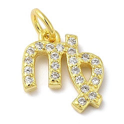 Дева 925 серебряные шармы, с четким кубического циркония, созвездие, золотые, Дева, 10x9x1 мм, отверстие : 2.5 мм