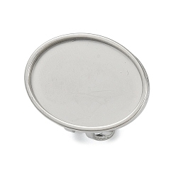 Нержавеющая Сталь Цвет 304 из нержавеющей стали компоненты кольца, Настройки колодки кольцо, овальные, цвет нержавеющей стали, лоток : 18x13 мм, овальный : 21x16 mm, внутренний диаметр: 18 мм