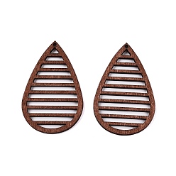 Седло Коричневый Большие подвески из натурального дерева тополь, окрашенные, слеза, седло коричневый, 52.5x34x2 мм, отверстие : 1.6 мм