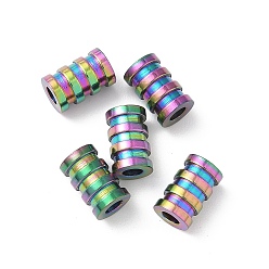 Rainbow Color Ионное покрытие (ip) 304 шарики из нержавеющей стали, желобчатый, колонка, Радуга цветов, 9x6 мм, отверстие : 3 мм