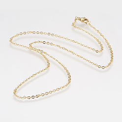 Real 18K Gold Plated 304 Stainless Steel Rolo Chain Necklaces, Finished Necklace for Jewelry Making, with Lobster Claw Clasps, Real 18K Gold Plated, 19.76 inch(50.2cm)