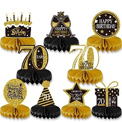 Золотистый 70 подарочная коробка для торта в виде звезды на день рождения 3d бумажные веера, сотовый центральный элемент украшения для вечеринки фестиваль украшения дома, золотые, 166~173x150 мм, 9 шт / комплект