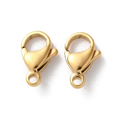Настоящее золото 18K 304 нержавеющая сталь застежка когтя омара, реальный 18 k позолоченный, 13x8x4 мм, отверстие : 1.8 мм