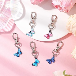 (52) Непрозрачная лаванда Подвески из эмали из сплава бабочки, с сплава шарнирного когтя омара застежками, разноцветные, 52 мм, 5 шт / комплект