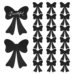 Черный Акриловые пустые карточки для рассадки гостей, с бумажными наклейками, бантом, чёрные, 120x100x2.5 мм