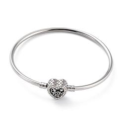 (52) Непрозрачная лаванда 304 изготовление браслетов из нержавеющей стали европейского типа, со стразами, сердце со словом "love", на день Святого Валентина, разноцветные, 2-1/4 дюйм (5.8 см)