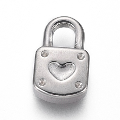 Stainless Steel Color Tarnish Resistant 304 Stainless Steel Pendant Rhinestone Settings, Lock, Stainless Steel Color, 18x10.5x3.5mm, Hole: 5x4mm