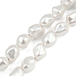 Белый Гальванические оболочки жемчужные бусы пряди, самородки, белые, 11~12x8~10x8~10 мм, отверстие : 1.5 мм, около 37 шт / нитка, 15.94'' (40.5 см)