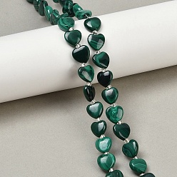 Малахит Природного малахита бисер нитей, сердце, 10x10x4~4.5 мм, отверстие : 0.8 мм, около 35 шт / нитка, 14.96 дюйм (38 см)