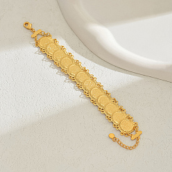 Real 18K Gold Plated Brass Charm Bracelets, Real 18K Gold Plated, 7-5/8 inch(19.5cm)