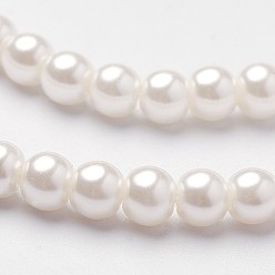 PeachPuff Eco-Friendly Dyed Glass Pearl Round Beads Strands, Grade A, Cotton Cord Threaded, PeachPuff, 4~4.5mm, Hole: 0.7~1.1mm, about 104pcs/strand, 15 inch