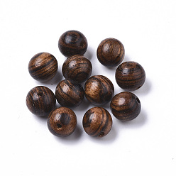 Кокосово-Коричневый Бусины из природных сандалового дерева, воском, неокрашенными, круглые, для изготовления браслета из бусин мала, кокосового коричневый, 10 мм, Отверстие : 1.8 мм , около 1126 шт / 500 г