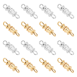 Golden & Silver Brass Screw Clasps, Golden & Silver, 13~15x4~5mm, Hole: 3x2mm, 2 colors, 50pcs/color, 100pcs/box