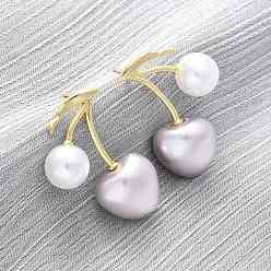 Белый Серьги-гвоздики из вишневой латуни, с искусственной оболочкой, золотые, белые, 32x22 мм