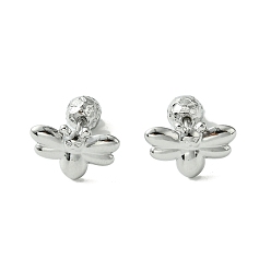 Stainless Steel Color Non-Tarnish 304 Stainless Steel Ear Studs, Bees, Stainless Steel Color, 8.5x12.5mm