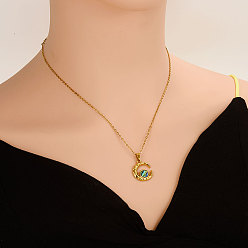 Золотой 304 ожерелья с подвеской в виде полумесяца из натуральной ракушки пауа из нержавеющей стали, золотые, кулон: 1.9x1.6 см