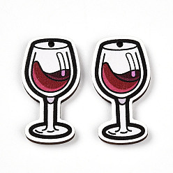 Посуда Печатные подвески дерева, день Святого Валентина в стиле, стекло, 37x19.3x2.8 мм, отверстие : 2 мм