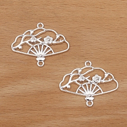 Платина Подвески из полого соединителя из сплава, сливовый цветок китайские веерные ссылки, платина, 35x21 мм