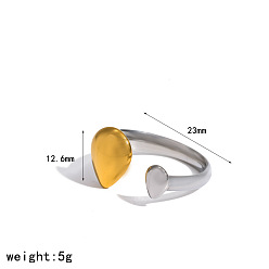 Teardrop 304 Edelstahlmanschetten mit offenen Ringen, goldenen und Edelstahl Farbe, Träne, us Größe 14 (23 mm)