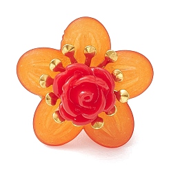 Красный Подвески в виде роз из стеклянного бисера, с акриловой и медной проволокой, золотой свет, красные, 25.5~26x19.5~20 мм, отверстие : 2 мм