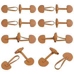 Saddle Brown Leather Toggle Buckles, for Bag Sweater Jacket Coat, DIY Sewing Accessories Crafts, Horn, Saddle Brown, 52x170x16.5mm