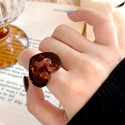 Кокосово-Коричневый Кольца из смолы с леопардовым принтом в форме сердца, внутренний диаметр: 18 мм