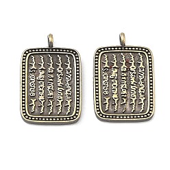 Античная Бронза Латунные подвески, прямоугольник с амулетами духовного назначения, без кадмия и без свинца, античная бронза, 18x12x3 мм, отверстие : 1.2 мм