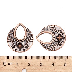 Red Copper Tibetan Style Links, Chandelier Components, Alloy, Lead Free and Cadmium Free, Flat Round, Red Copper Color, Size: about 25mm long, 22.5mm wide, 1mm thick, hole: 12.5mm, 320pcs/1000g