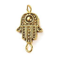 Antique Golden Tibetan Style Alloy Hamsa Links Connectors, with Iron Eye Pin, Antique Golden, 18x10x3mm, Hole: 1.4mm, 1.8mm