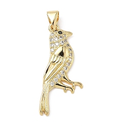 Прозрачный Латунные микро проложить кубического циркония подвески, без кадмия и без свинца, птица, реальный 18 k позолоченный, прозрачные, 28x18x3 мм, отверстие : 3x6 мм