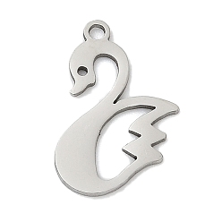 Нержавеющая Сталь Цвет 201 подвески из нержавеющей стали, лебедь прелести, цвет нержавеющей стали, 18x11x1 мм, отверстие : 1.4 мм