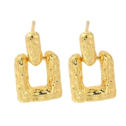 Настоящее золото 18K Квадратные латунные серьги-гвоздики с покрытием стойки, без свинца и без кадмия, долговечный, реальный 18 k позолоченный, 20x12.5 мм