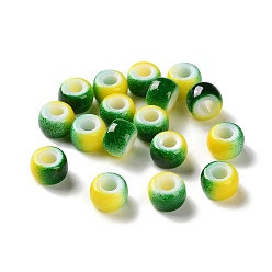 Темно-Зеленый Европейские бусины из АБС-пластика, окрашенные распылением, бусины с большим отверстием, круглые, два тона, темно-зеленый, 9x6 мм, отверстие : 4 мм, Около 1600 шт / 500 г