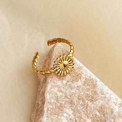 Золотой 304 открытые кольца манжеты из нержавеющей стали, подсолнечник, золотые, 18 мм