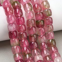Pink Нити из окрашенного натурального розового кварца, баррель, розовые, 9x10 мм, отверстие : 1.4 мм, около 47 шт / нитка, 14.57'' (37 см)