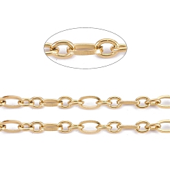 Золотой 304 из нержавеющей стали мать-сын цепи, Фигаро-цепи, несварные, с катушкой, золотые, звенья стержня: 6x3x0.7 мм, звенья: 4x3x0.7 мм, около 32.8 футов (10 м) / рулон