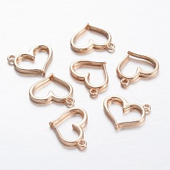 Light Gold Brass Pendants, Heart, Light Gold, 13x15x2mm, Hole: 1mm