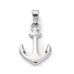 Нержавеющая Сталь Цвет 304 подвески из нержавеющей стали, Якорь прелести, цвет нержавеющей стали, 30x21x3.5 мм, отверстие : 7.5x5 мм
