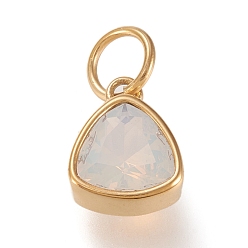 Белый Дым Вакуумное покрытие pvd 304 подвеска из нержавеющей стали с кубическим цирконием, треугольные, золотые, серый, 12.5x9.5x5 мм, отверстие : 5 мм