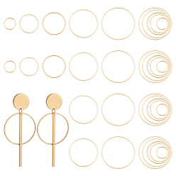 Настоящее золото 18K 40шт. 5 стили латунные соединительные кольца, плоское кольцо, реальный 18 k позолоченный, 10~30x0.8~1 мм, внутренний диаметр: 8.5~28.5 мм, 8 шт / стиль
