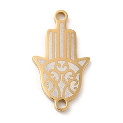 Doré  Placage ionique (ip) 304 breloques de connecteur en acier inoxydable, liens de la main hamsa religion, or, 22x12x1.5mm, Trou: 1.6mm