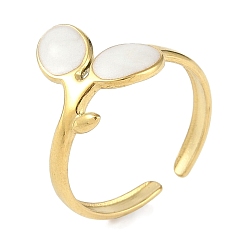 Настоящее золото 18K Ионное покрытие (ip) 304 эмалированные кольца на манжетах из нержавеющей стали, открытые кольца с вишней для женщин, реальный 18 k позолоченный, регулируемый, 13 мм